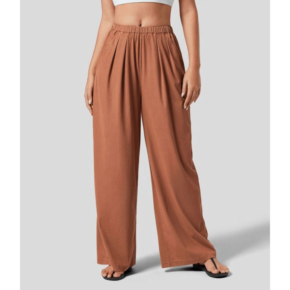 NWT Halara Mid Rise Side Pocket Wide Leg Flowy Palazzo Casual Pants
